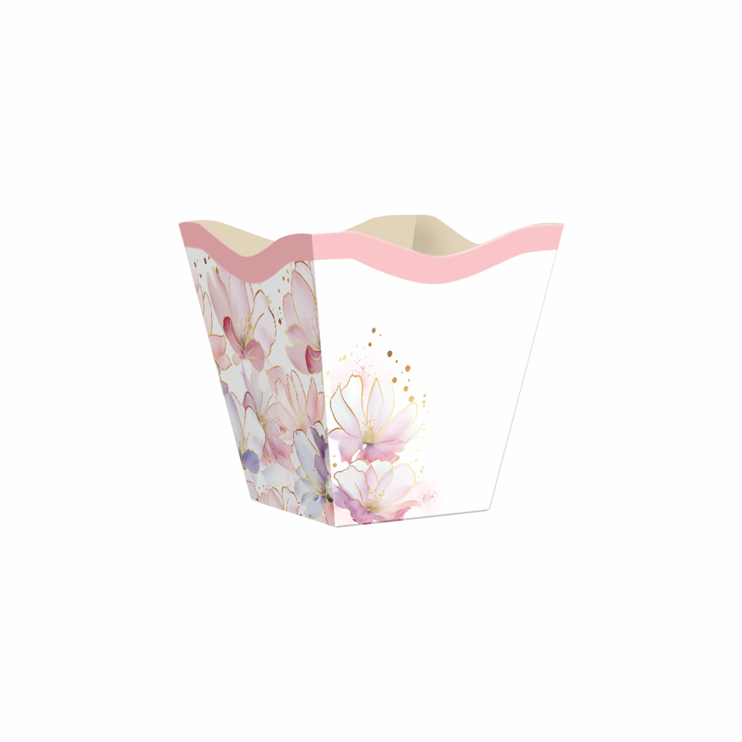 Cachepot Vintage Bloom Branco/Rosa