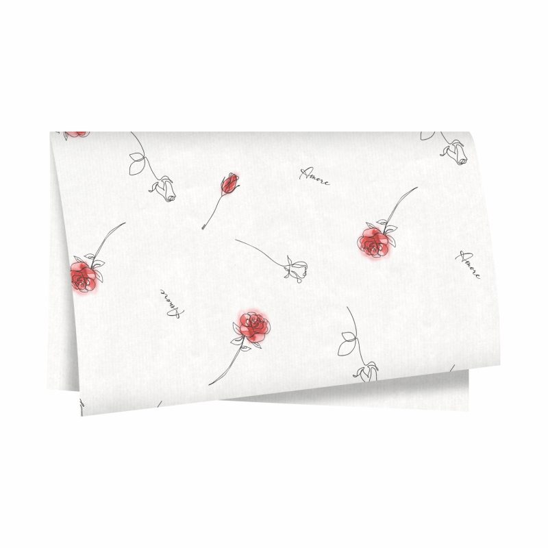 Papel Kraft Amore Branco/Vermelho
