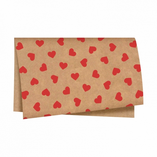 Papel Kraft Corações Vermelho