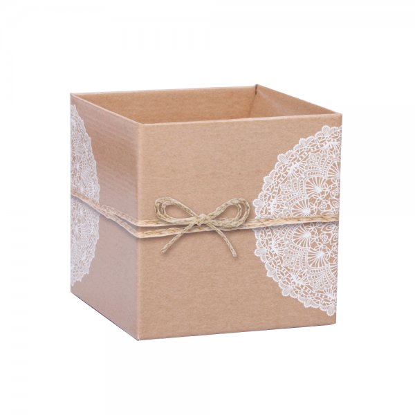 Cachepot Pote 15 Quadrado Kraft Rendado