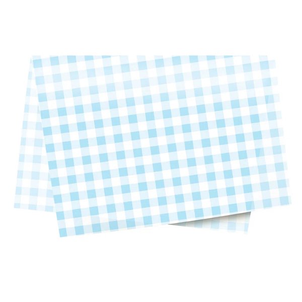 Papel de Seda Xadrez Azul Claro