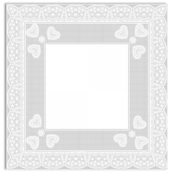 Poli Quadrado Coração Renda Branco