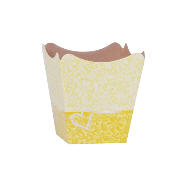 Cachepot Paper Pote 11 Decorado Renda Amarela
