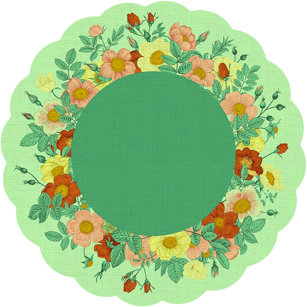 Poli Redondo Linho Floral Verde