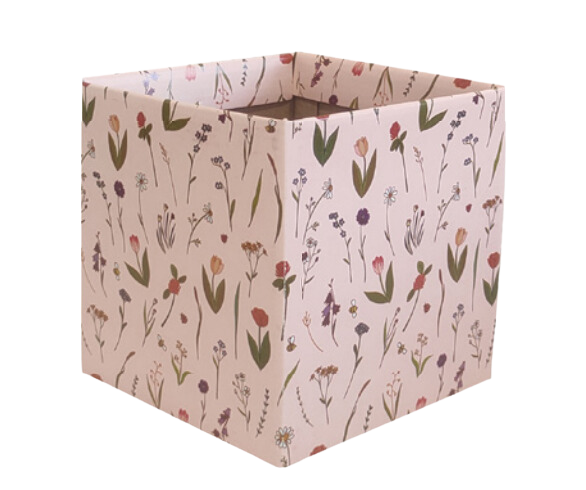Cachepot Quadrado Pote 15 Rosa Flores