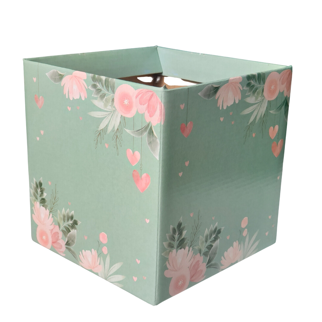 Cachepot Quadrado Pote 15 Verde e Rosa