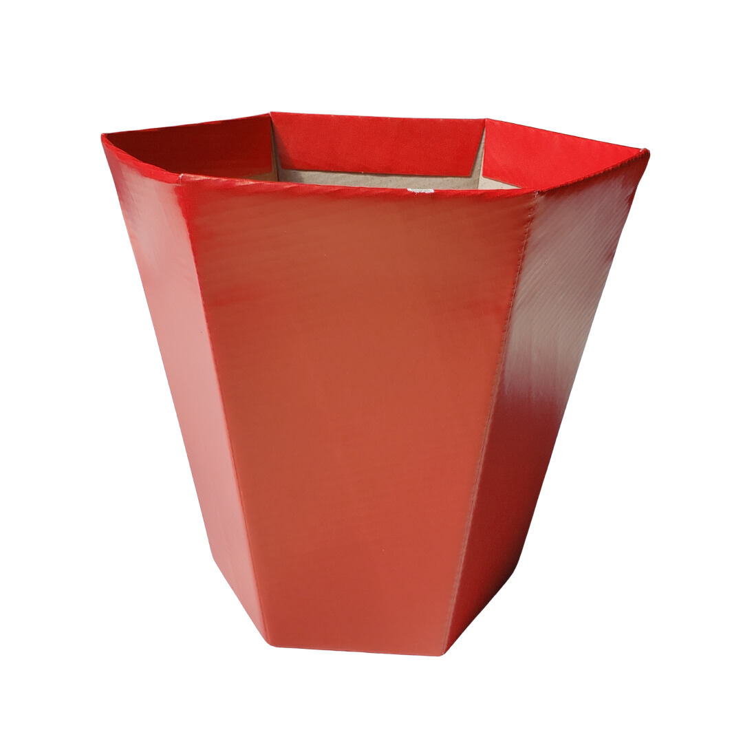 Cachepot Sextavado Liso Vermelho