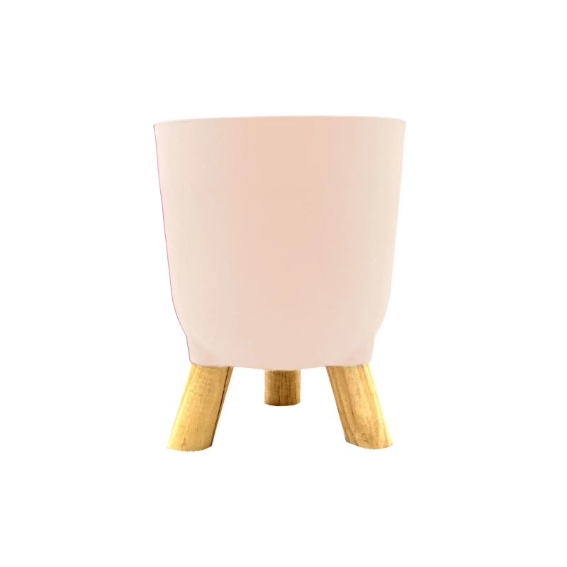 Cachepot Acrílico Brulet C/Pés De Madeira Nude