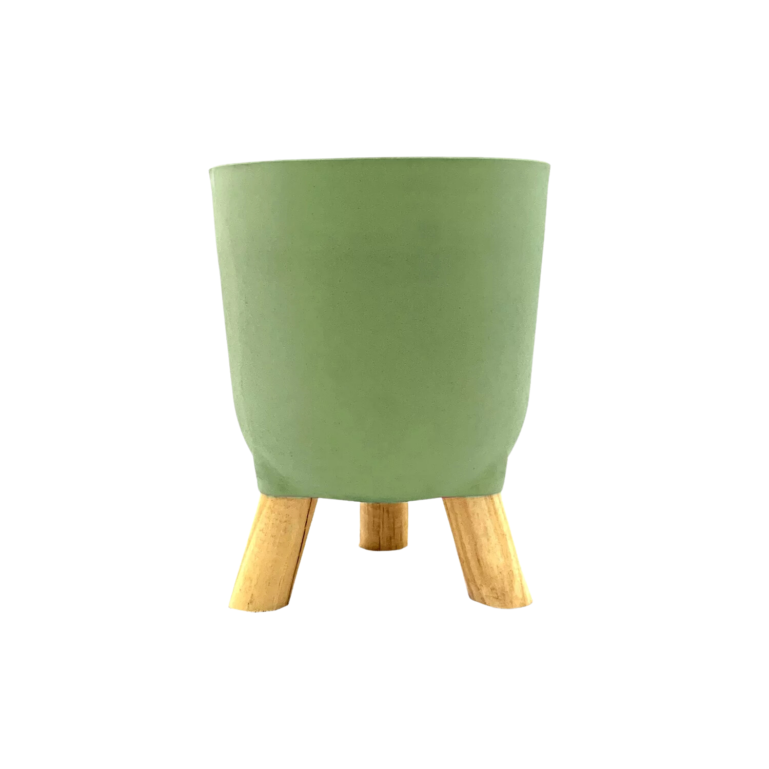 Cachepot Acrílico Brulet C/Pés De Madeira Verde Claro
