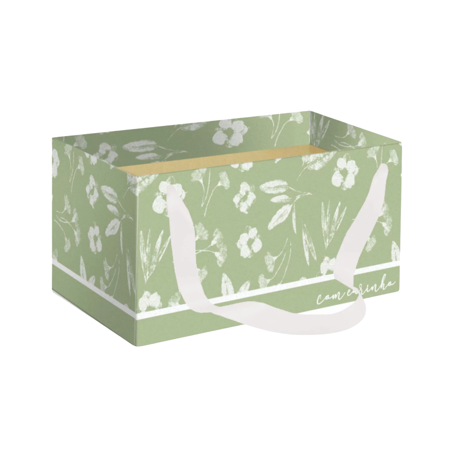 Caixa Kit Flor De Algodão Verde Chá