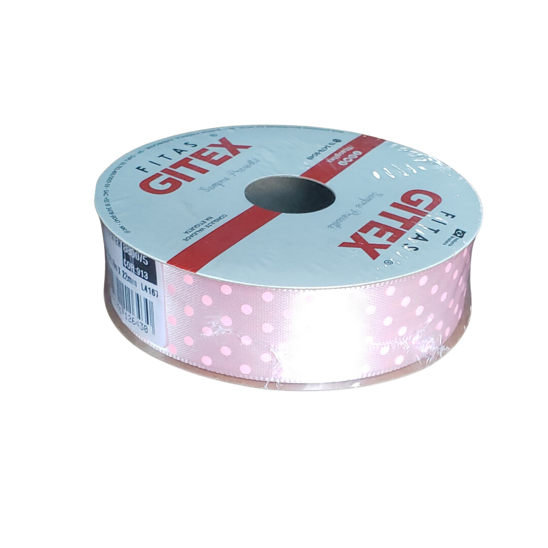 Fita De Cetim Rosa Claro Poa Rosa