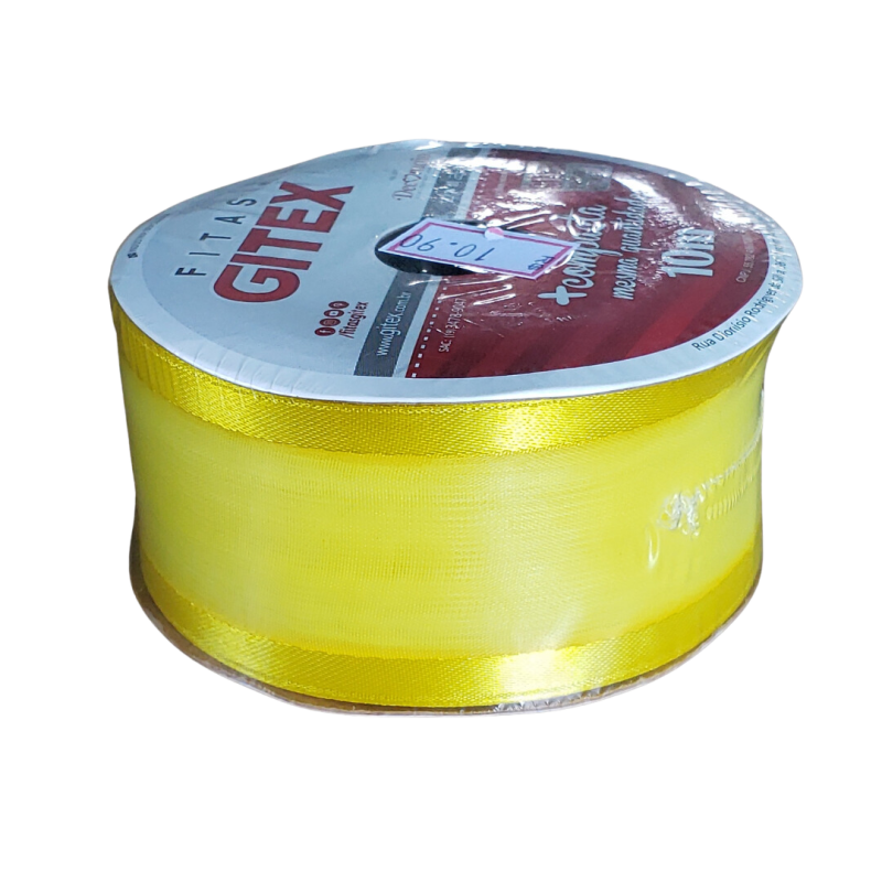 Fita Voil Com Cetim Amarelo Canário