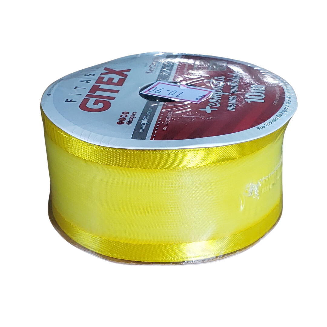 Fita Voil Com Cetim Amarelo Canário
