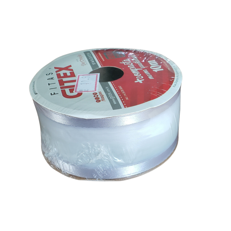 Fita Voil Com Cetim Silver