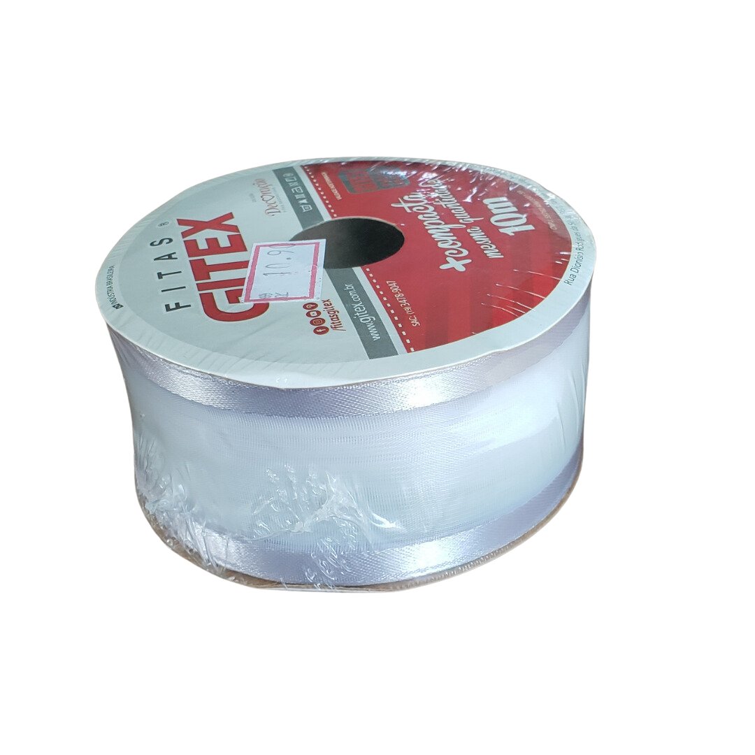 Fita Voil Com Cetim Silver
