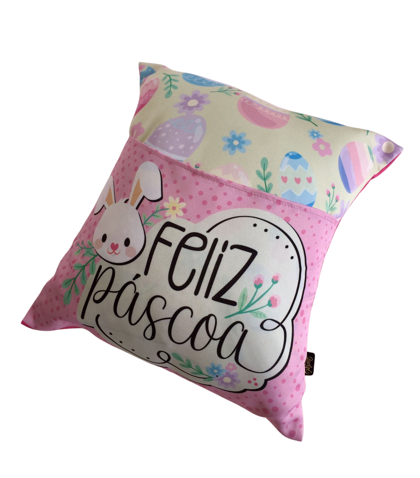 Almofada Decorativa Feliz Páscoa Rosa (Páscoa) - Imagem 2
