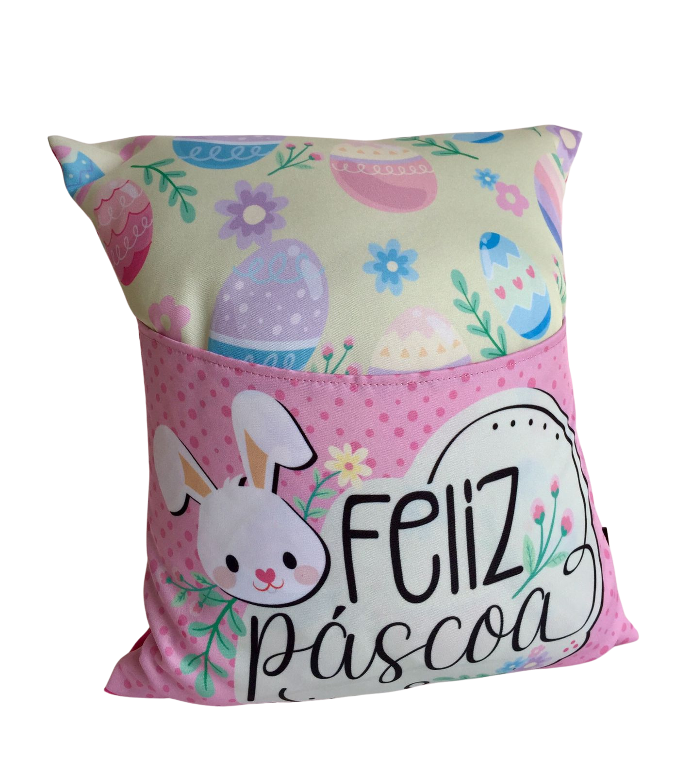 Almofada Decorativa Feliz Páscoa Rosa (Páscoa)