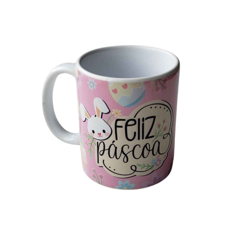 Caneca Feliz Páscoa Rosa (Páscoa)