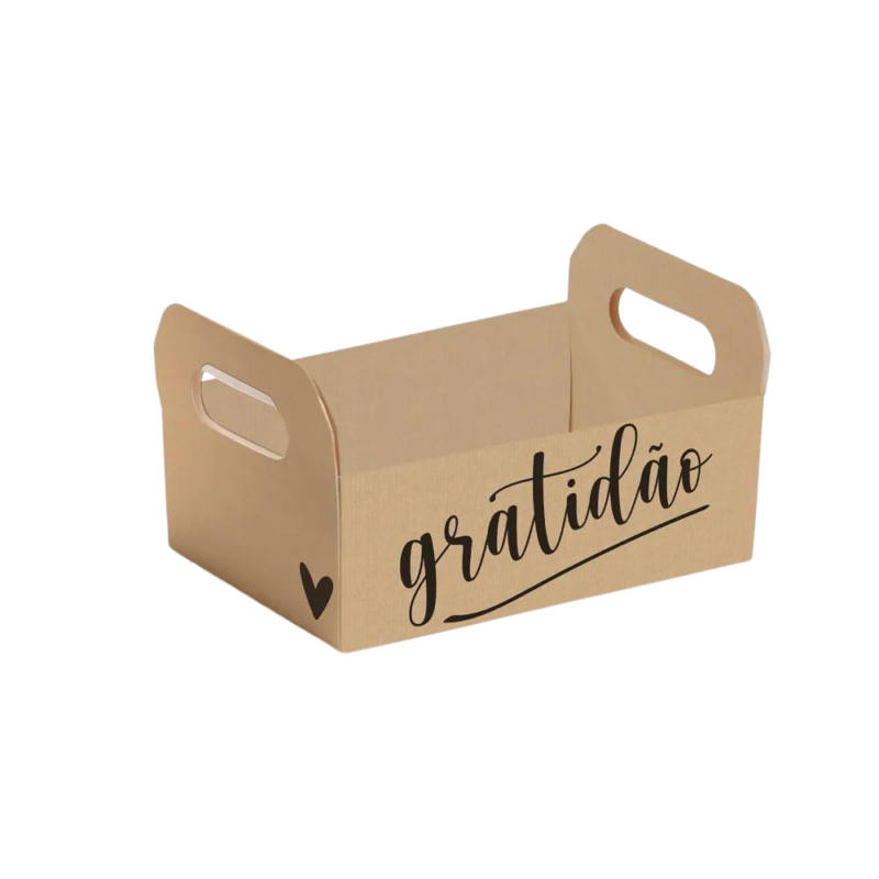 Cesta De Cartão Gratidão Pardo/Preto