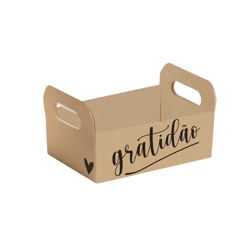 Cesta De Cartão Gratidão Pardo/Preto