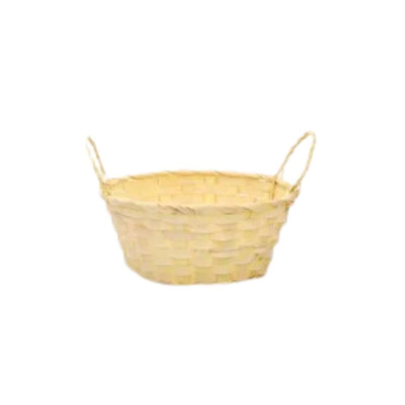 Cesta Decorativa De Bambu C/Duas Alças Amarelo (Páscoa)