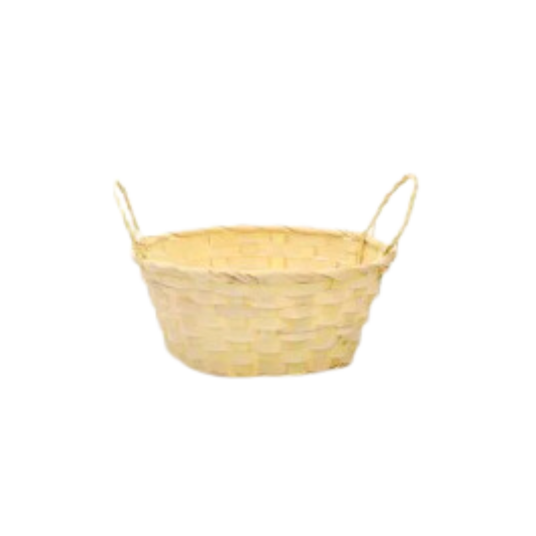 Cesta Decorativa De Bambu C/Duas Alças Amarelo (Páscoa)