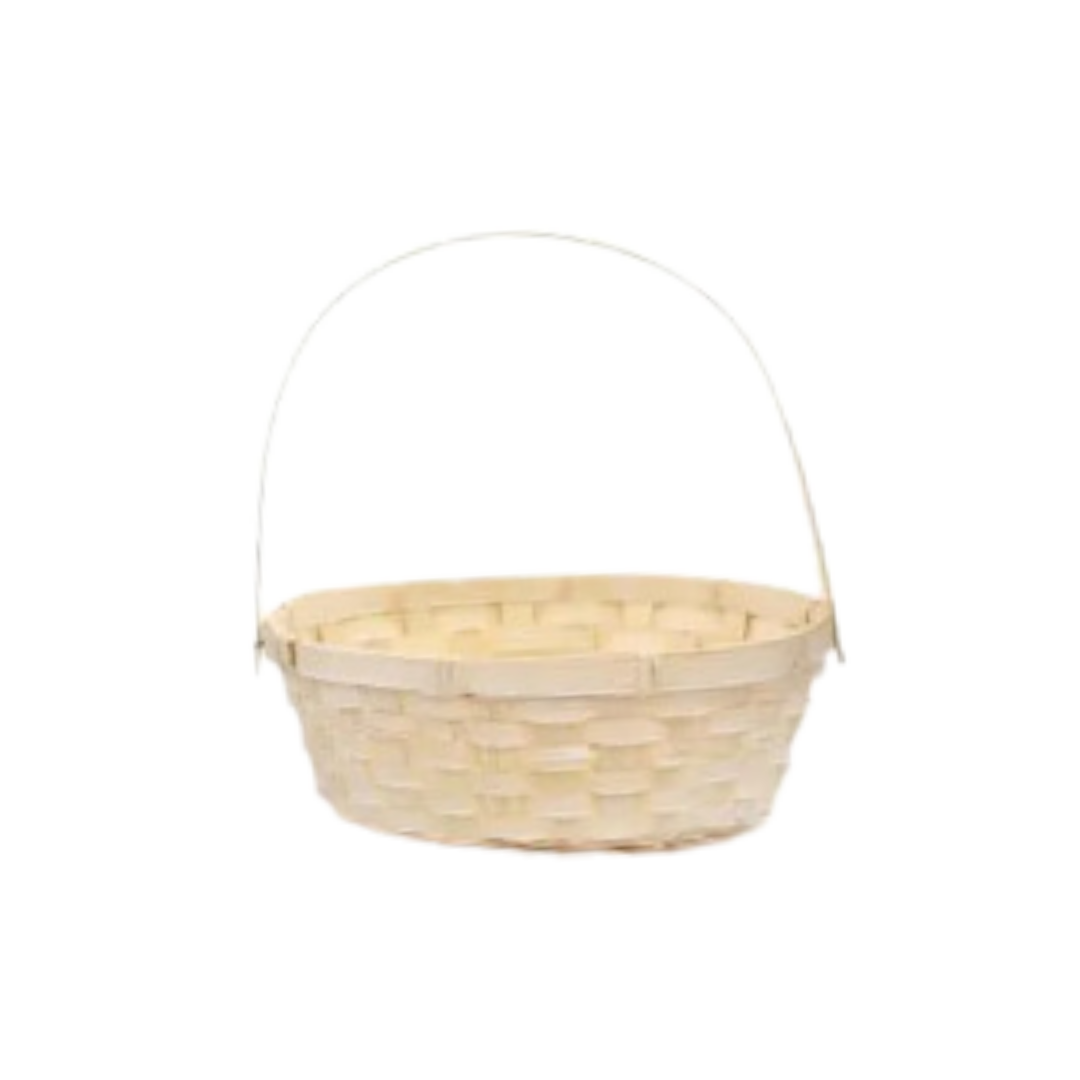 Cesta Decorativa De Bambu C/Alça Amarelo (Páscoa)