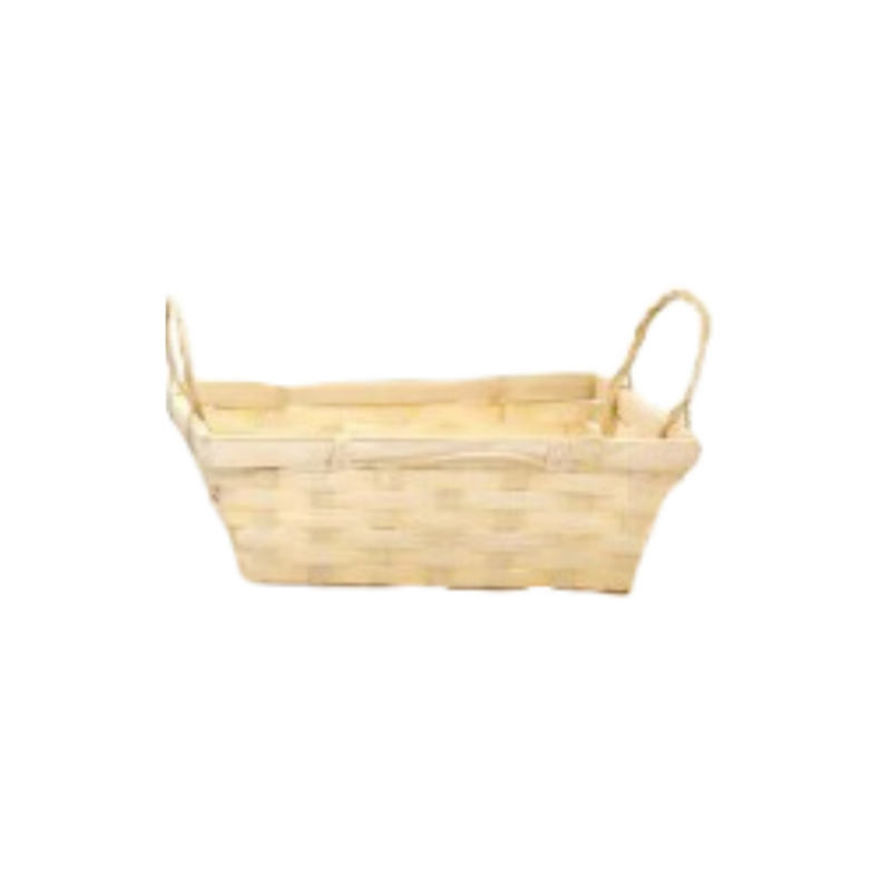 Cesta Decorativa De Bambu Retangular C/Duas Alças Amarelo (Páscoa)