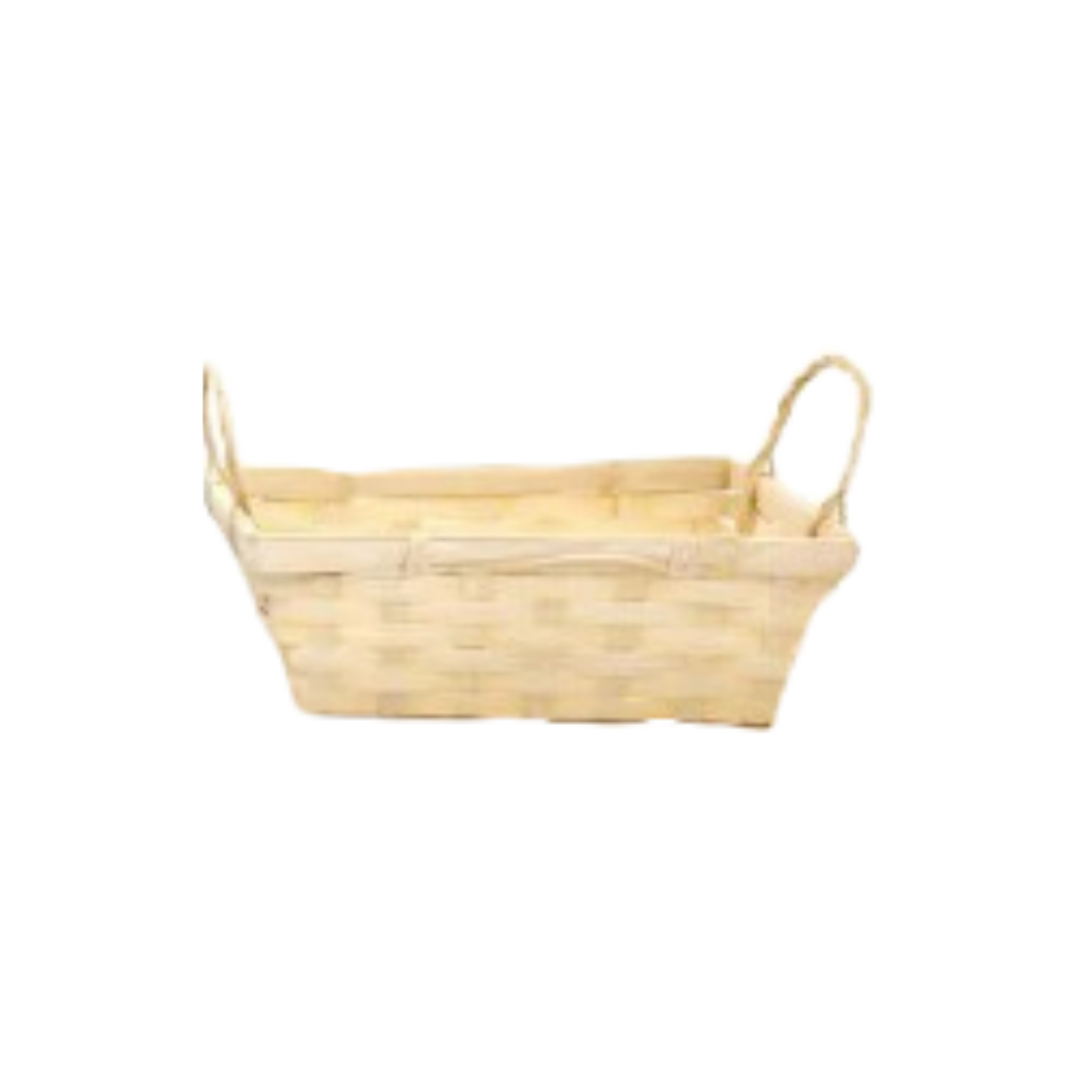 Cesta Decorativa De Bambu Retangular C/Duas Alças Amarelo (Páscoa)