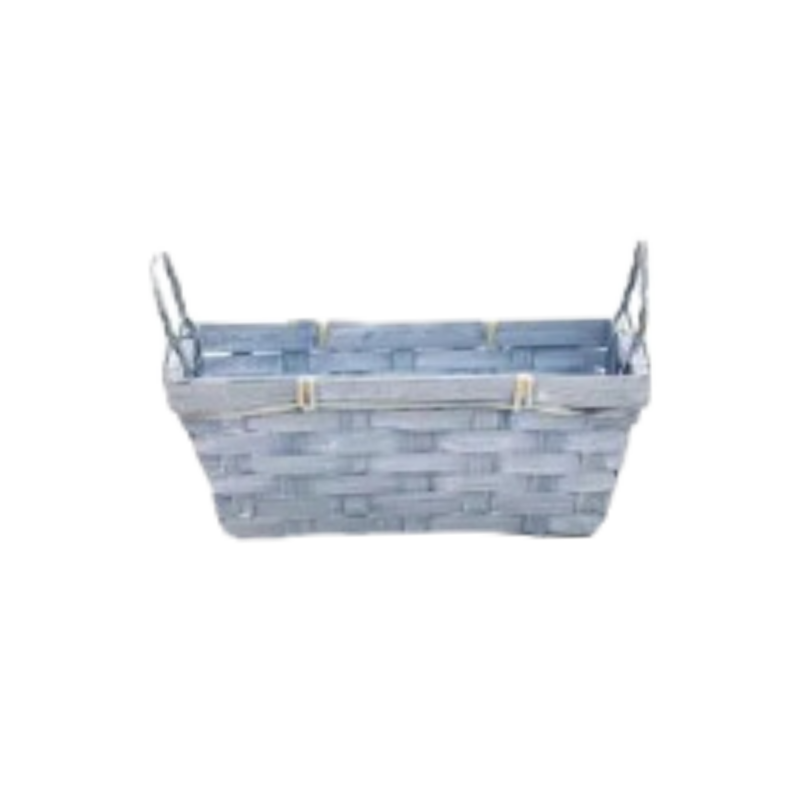 Cesta Decorativa De Bambu Retangular C/Duas Alças Azul (Páscoa)