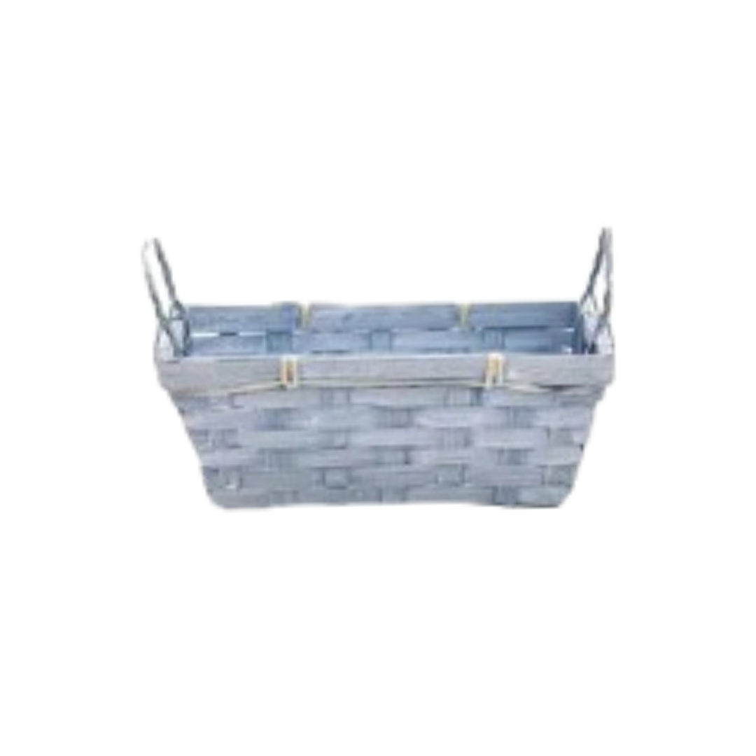 Cesta Decorativa De Bambu Retangular C/Duas Alças Azul (Páscoa)