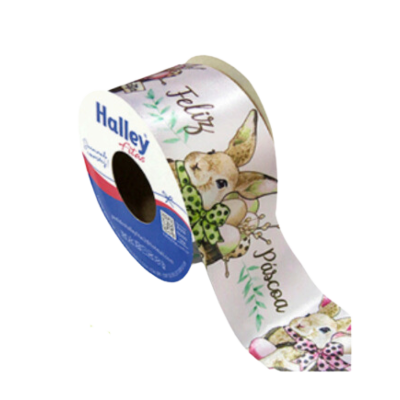 Fita Cetim Estampada Feliz Páscoa