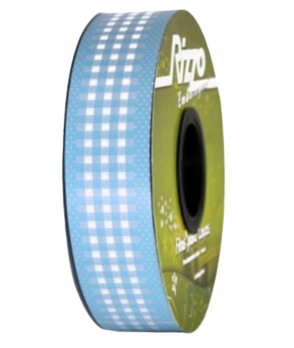 Fita Plástica Decorada Xadrez Azul Claro
