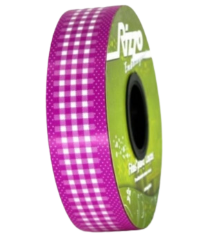 Fita Plástica Decorada Xadrez Pink