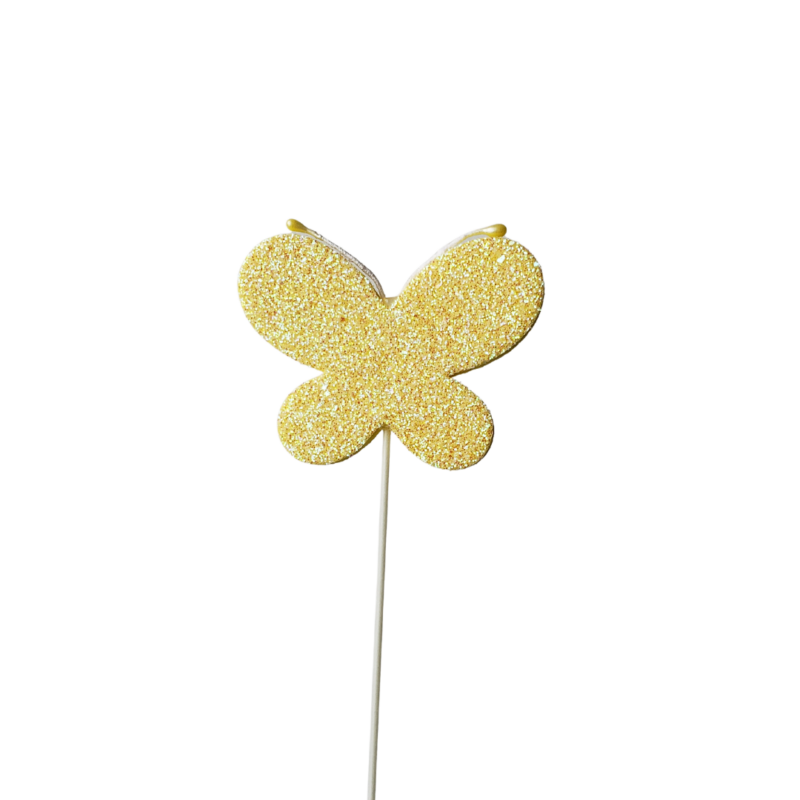 Pick Borboleta Glitter Amarela