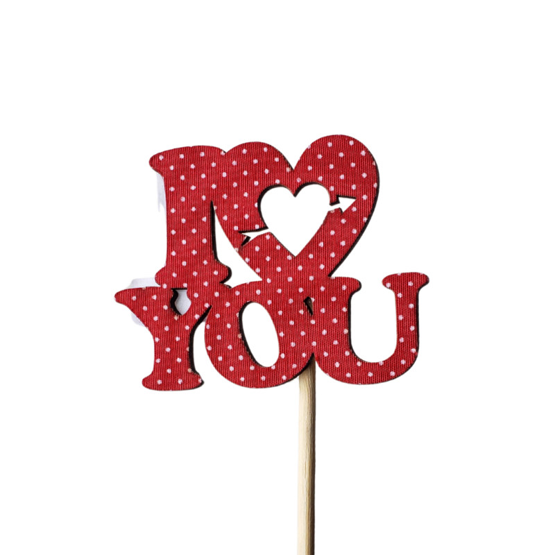 Pick I Love You Vermelha Com Bolinhas Pequenas