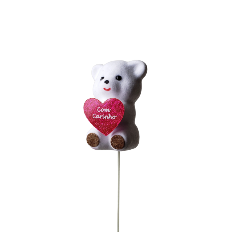 Pick Urso Branco Com Mensagem Rosa