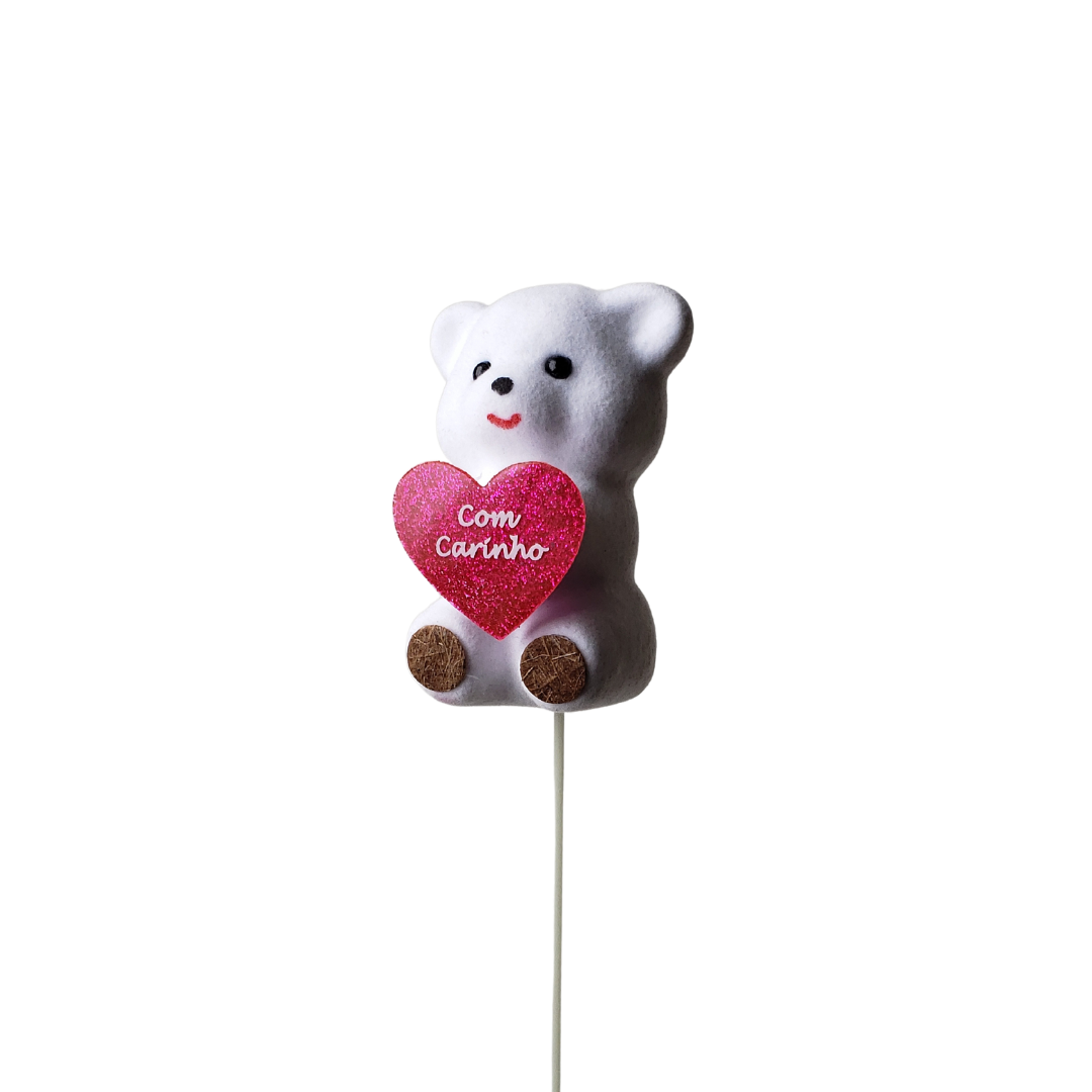 Pick Urso Branco Com Mensagem Rosa