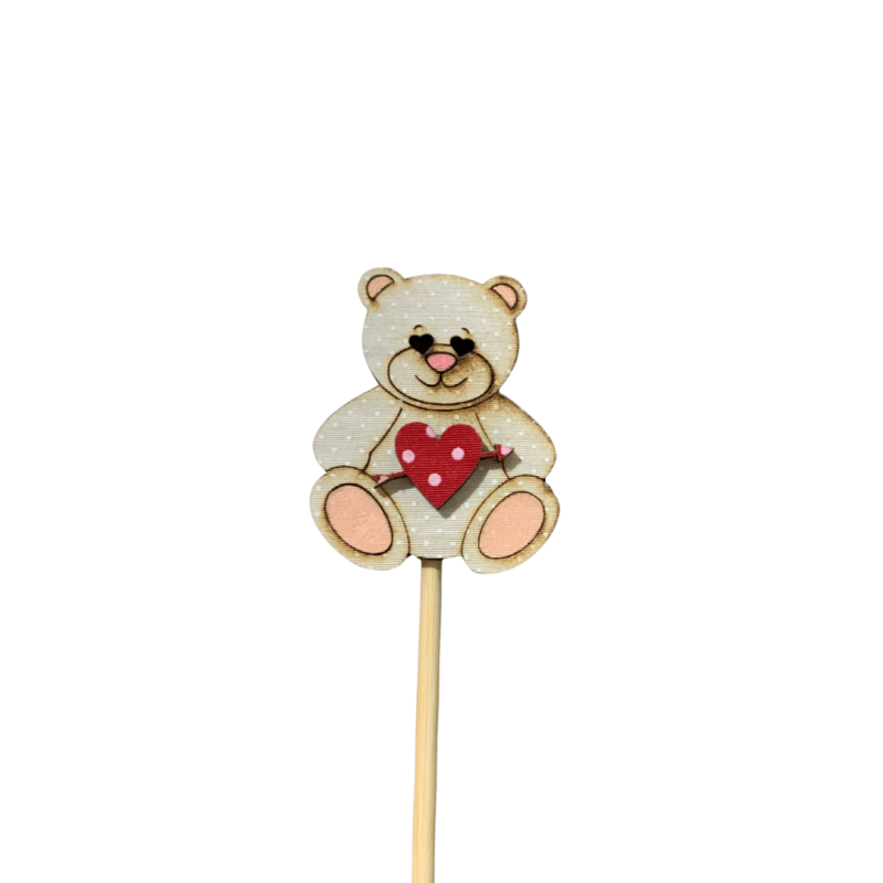 Pick Urso Coração Com Bolinhas