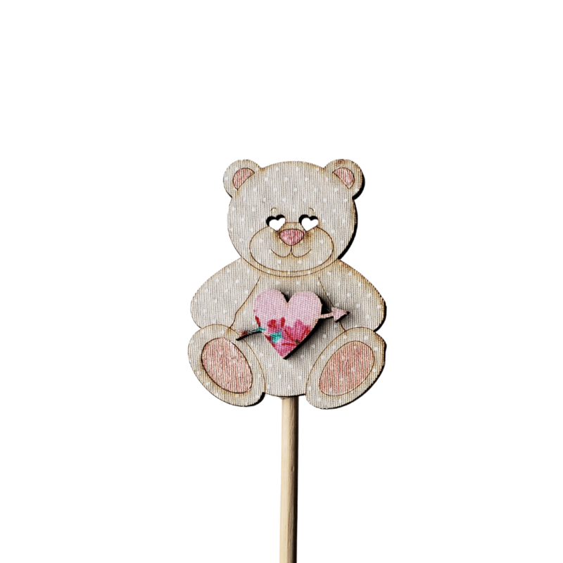 Pick Urso Coração Flores