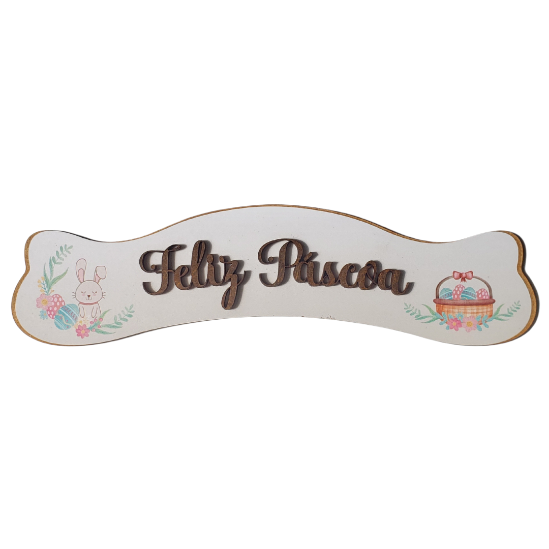 Placa Decorativa Feliz Páscoa