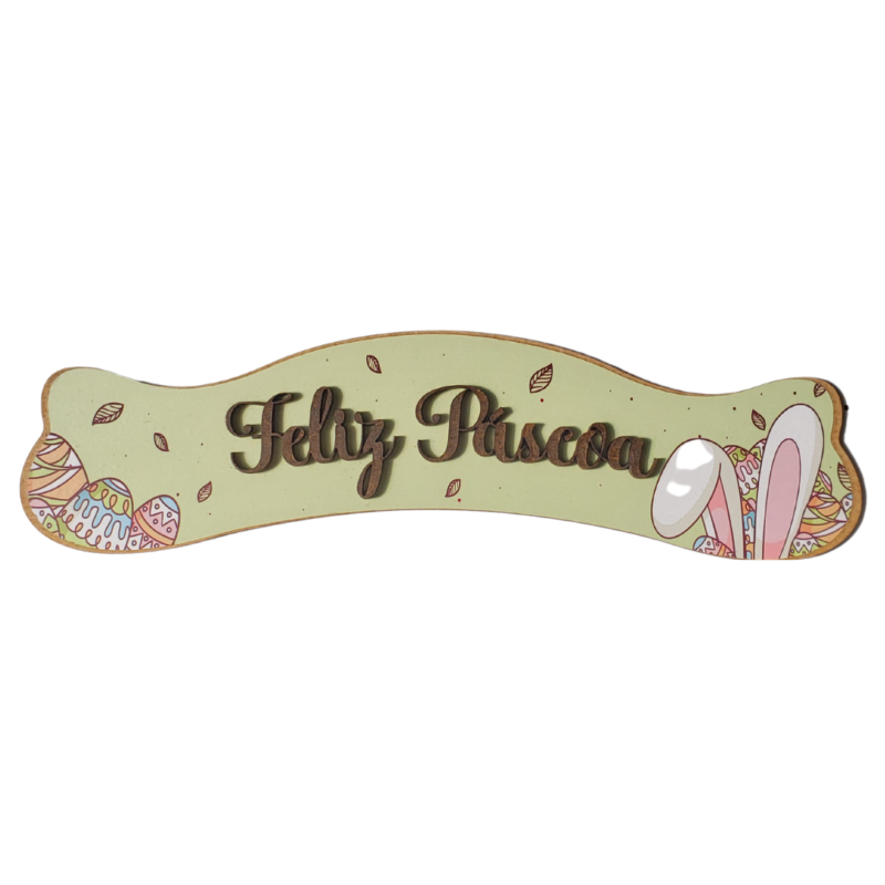 Placa Decorativa Feliz Páscoa Verde