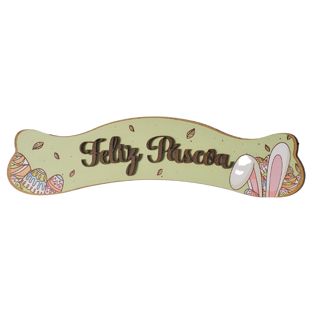 Placa Decorativa Feliz Páscoa Verde