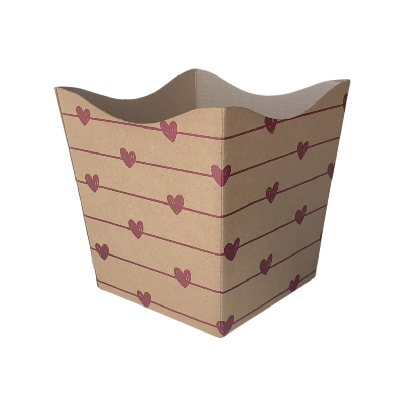 Cachepot Pote 15 Decorado Varal Corações Kraft