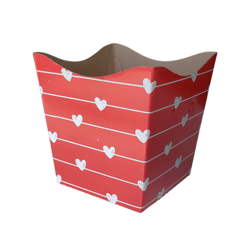Cachepot Pote 15 Decorado Varal Corações Vermelho