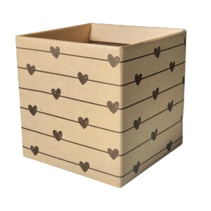 Cachepot Pote 11 Quadrado Kraft Varal Corações