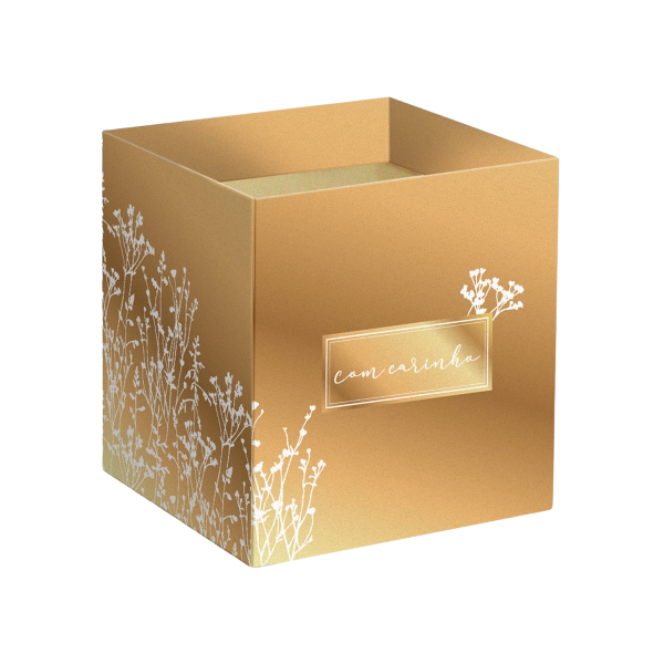Cachepot Pote 15 Quadrado Raminhos Ouro