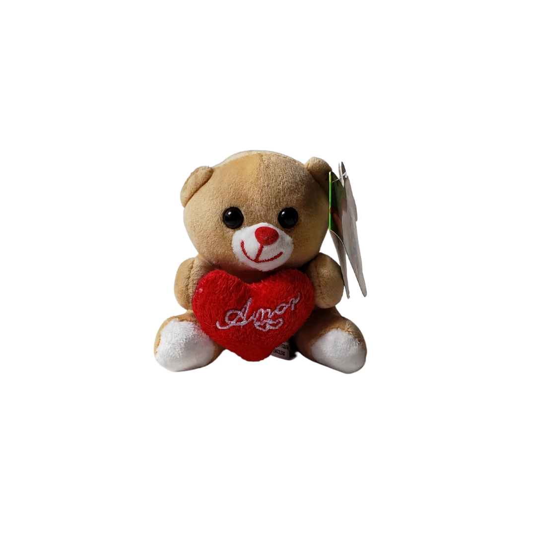 Pelúcia Urso Liso Caramelo Pequeno Coração Amor