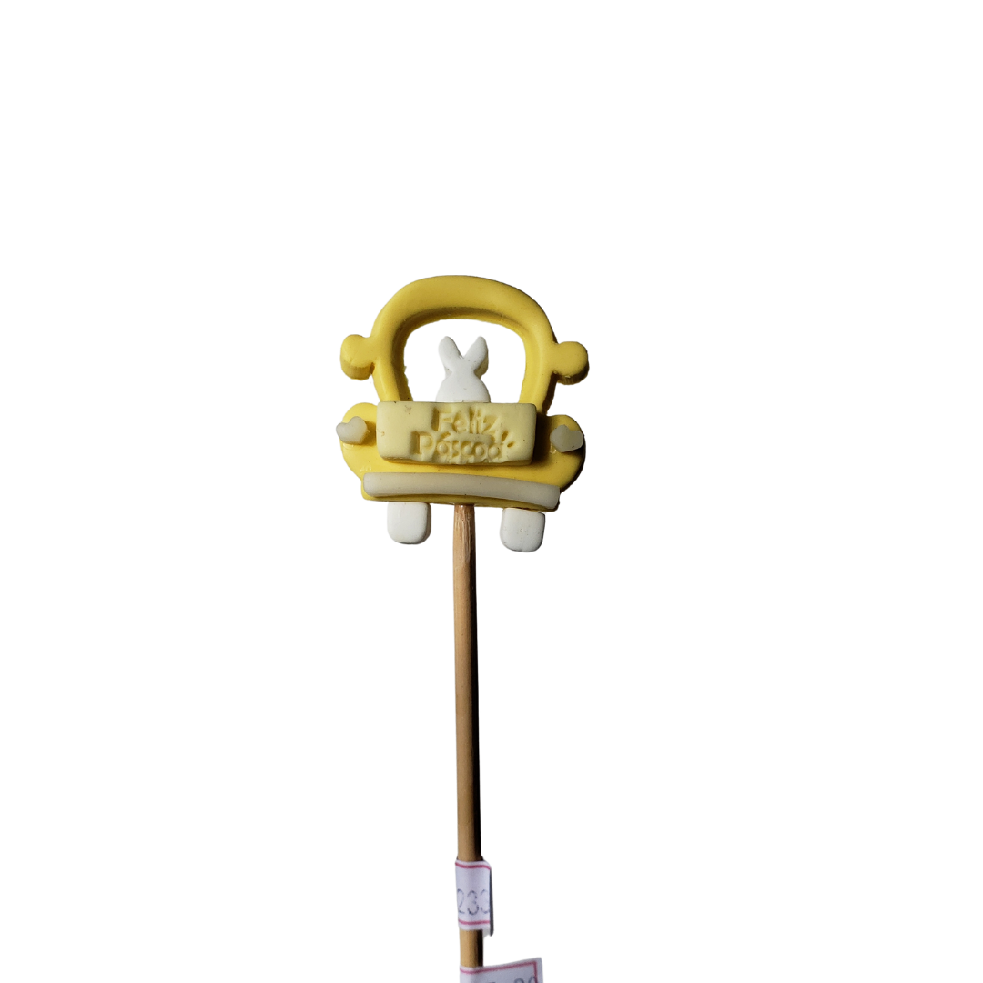 Pick Carrinho Com Coelho Páscoa Amarelo