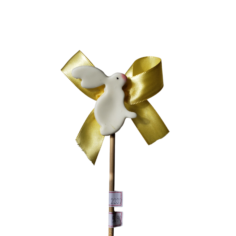 Pick Páscoa Coelho Com Laço Branco/Amarelo